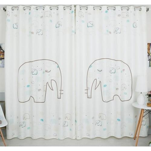 Custom Made 2x Grommet Window Drapery Curtain Nursery Kids Children Room Window Dressing 200 x 260cm Cartoon White Elephant