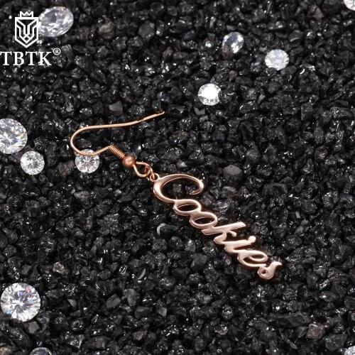 TBTK Stainless Steel DIY Letters Earrings Set Long Tassel Pop Hook Earrings Fashion Jewelry Accessories