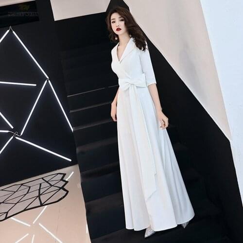 Prom Dress V-Neck Dresses Woman Party Night A-Line Women Dress Elegant with Sleeves