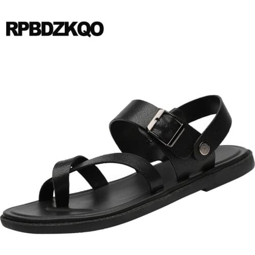 Men gladiator sandals summer slides shoes native strap black italian toe loop leather open slippers slip on waterproof roman