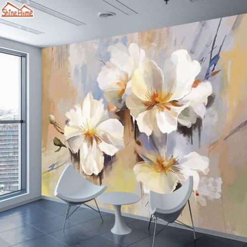 ShineHome-Modern Floral Blossom Painting Wallpaper 3d for Walls Wallpapers 3 d Living Room Hall Wall Paper Mural Rolls Home Art