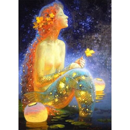 Fairy diamond art painting mermaid girl mosaic embroidery moon picture puzzle stones stickers home decor needlework craft diy