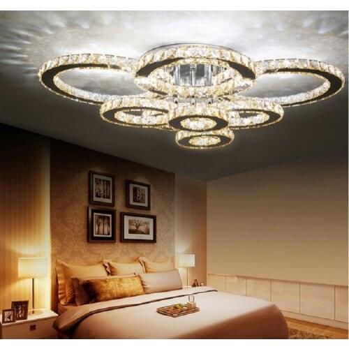 2/4/6/8 Rings Clear Crystal / amber crystal LED Ceiling lights Living room bedroom dining room Ceiling lamp Lighting fixture