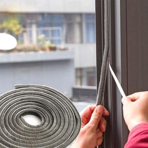 1 Meters Self-Adhesive Door Window Seal Strip Home Door Window Sound Insulation Wind-proof Strip Gasket Pile Weatherstrip