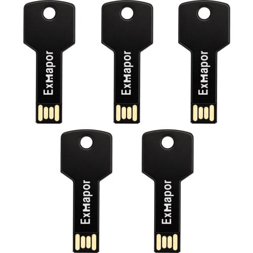 Exmapor 5 X 16 GB USB Flash Drive 16 gb Thumb Drive Memory Stick Metal Key Design for PC Mac Tablet Laptop Data Storage, Black