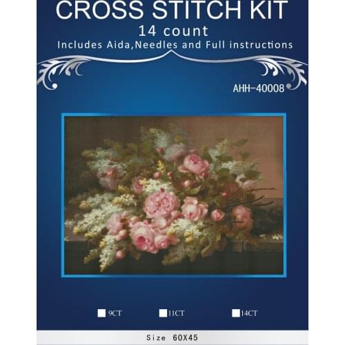 60-45 Beautiful Peony Flowers Stitch DIY 14CT similar DMC Cross Stitch,Sets For Embroidery Kits Counted Cross-Stitching