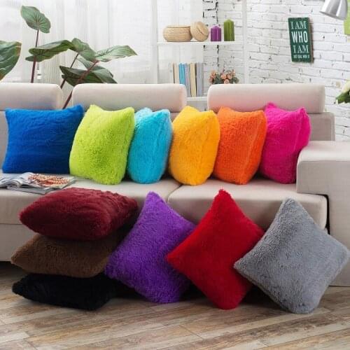 High Quality Sofa Plush Solid Color Cushion Cover Decorative Throw Pillow Cover Plush Solid Color Bedding Home Decor