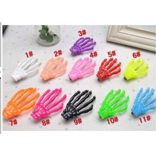 10 pieces 10 candy colors Skeleton Skull Finger Ghost Hand Hairpin Side Clip claw Boho Chic Barrettes Hair accessories