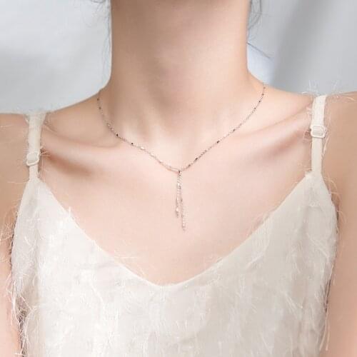 MloveAcc Genuine 925 Sterling Silver Geometric Beads Chain Tassel Necklaces for Women Sterling Silver Jewelry