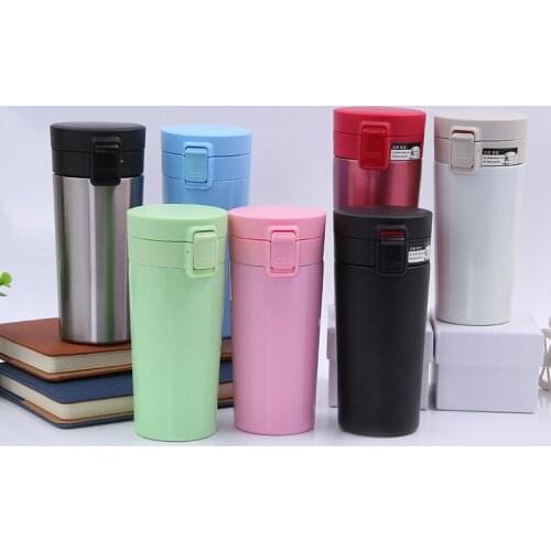 10pcs Creative Plastic Bounce Cover Stainless Steel Coffee Cup 380ml Vacuum Cup 7 colors Free Shipping W9579