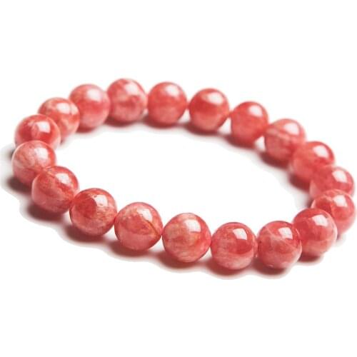 10mm Precious Pink Rose Ice Rhodochrosite Crystal Round Bead Bracelet Women Ladies Charm Stretch Love Natural Stone Bracelet