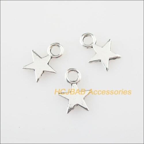 140Pcs Tibetan Silver Color Tiny Smooth Star Charms Pendants 8.5x11mm