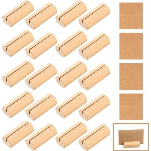 20pcs Natural Wood Numbers Photo Display Stand Business Card Holder Message Name Memo Clips Office Desk Organizer Dinner Party