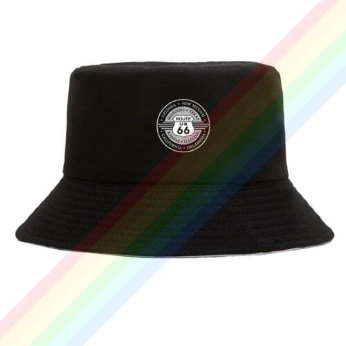 2021 Classic Popular Route 66 White Logo Summer Outdoor Cap Travel Beach Sun Hat Unisex Double Sides Wear