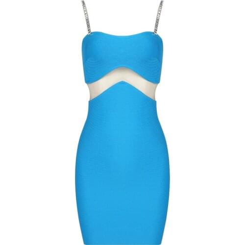 2021 New Summer Women Fashion Bead Chain Bandage Dress Sexy Spaghetti Strap Mini Club Celebrity Party Dresses