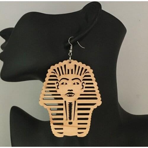 3 inch Laser cut King wooden earrings