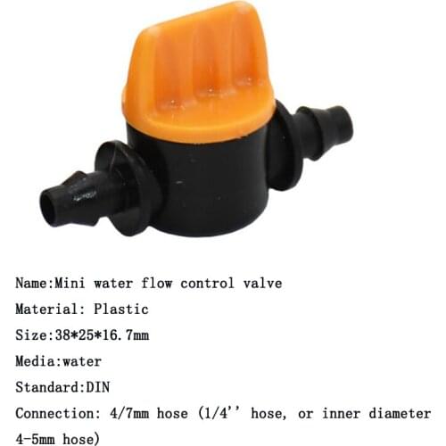 5-10Pc Mini Flow Control Valve With 4/7mm Hose Garden Irrigation Barbed Water Agriculture Tools Drip Irrigation Fittings