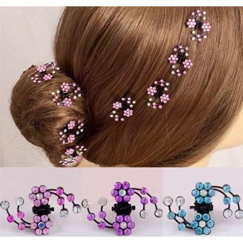 6Pcs/Set Mini Flower Headwear Rhinestone Bridal Hair Claws Crystal Plum Blossom Hair Pins Girl Hair Jewelry Accessories