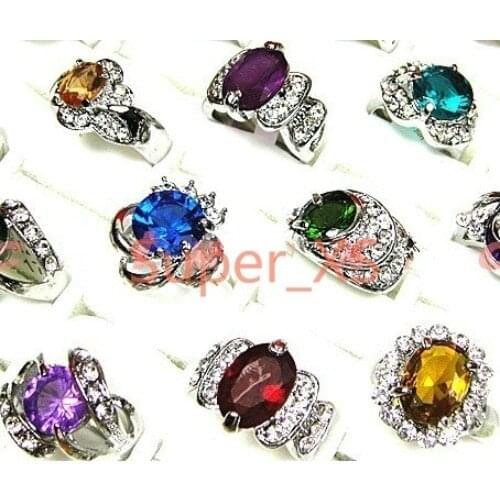 60pcs Hot Sale wholesale jewelry ring lots nice Silver Plated Rhinestone Cubic Zirconia Gold rings free shipping BL111
