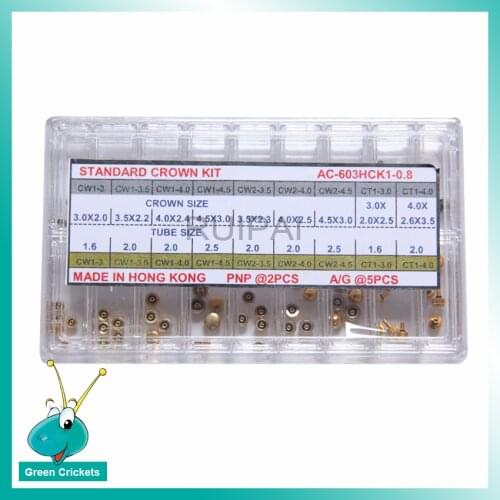 63pcs/box High End Watch Crown Parts Golden / Silver Assort Size Watch Crown 0.8mm tube Diameter for watchmaker replacement part