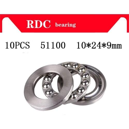 Free Shipping 10pcs/Lot 51100 10x24x9 mm 8100 10mm x 24mm x 9mm High quality Axial Ball Thrust Bearing Factory sales