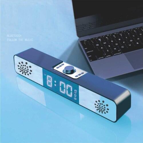 Wireless Bluetooth Speaker Tf Subwoofer Led Digital Clock Table Alarm Clock Temperature FM Radio Home Surround PC TV Sound Bar