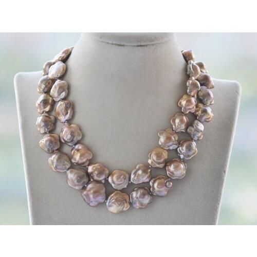 Z10625 8”~31" 16mm Champagne Plum Blossom Pearl Necklace Bracelet