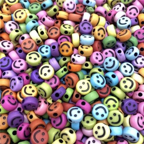 7/10mmm Round Shape Acrylic Spaced Beads Smile Face Beads For Jewelry Making DIY Charms Bracelet Necklac #04