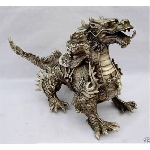 Fast Shipping Huge Tibetan Silver Luck Dragon Statue Tools Wedding Decoration Brass BRASS 29cm
