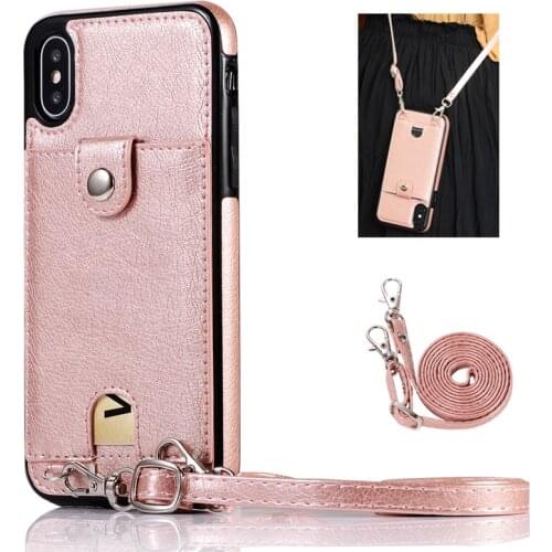 For iPhone 11 Pro Max SE 2020 XS MAX XR X 6 6s 7 8 Plus Case PU Leather Crossbody Cover Long Chain Women Fundas Card Holder Capa