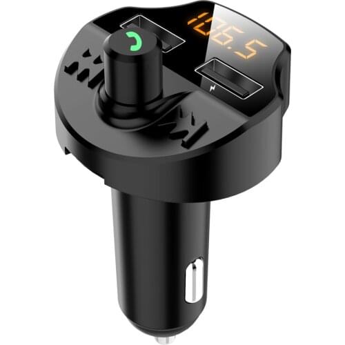 Bluetooth 5.0 FM Transmitter Voltage Car Kit Car MP3 Player Handsfree Dual USB Car Charger AdapterU Disk Voice Play FM modulator