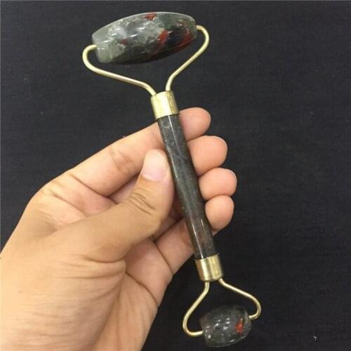 Hot sale! natural dragon blood stone double head massage roller anti cellulite wrinkle facial body beauty health tool wholesale