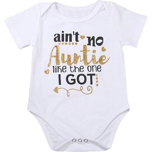 Infant Newborn Baby Girls Boys Cotton Jumpsuit Clothes Letter Print Short Sleeve White Bodysuits Outfits 0-18M