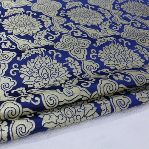 HLQON 75cm width brocade yarn dyed blue fabric for felt patchwork tissue telas bed sheet cheongsam dress children cloth coat