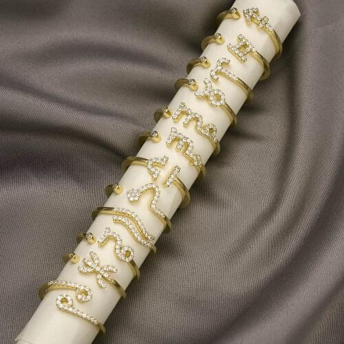 Unisex Gold Silver Color Zodiac Rings for Women Men Personality Trendy Zircon 12 Constellations Rings Friendship Jewelry Gift