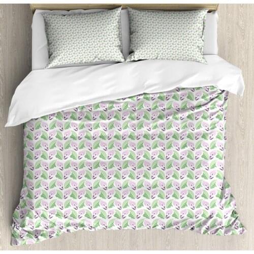 Graphic Duvet Cover Set Digitally Generated Calla Lilies 3 Piece Bedding Set Pale Green Mauve