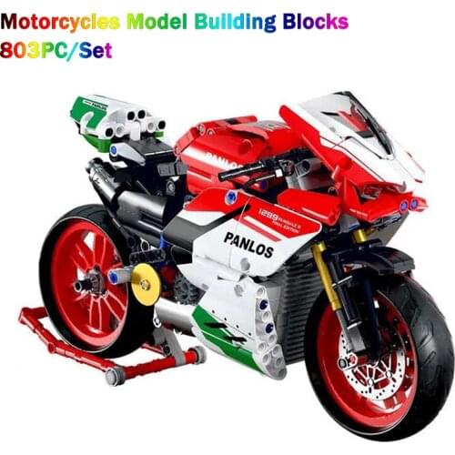 Motorcycle Racing Motorbike Vehicles Building Blocks Series Model Competitive Racing Building Blocks Boys Favorite Assembly Toys
