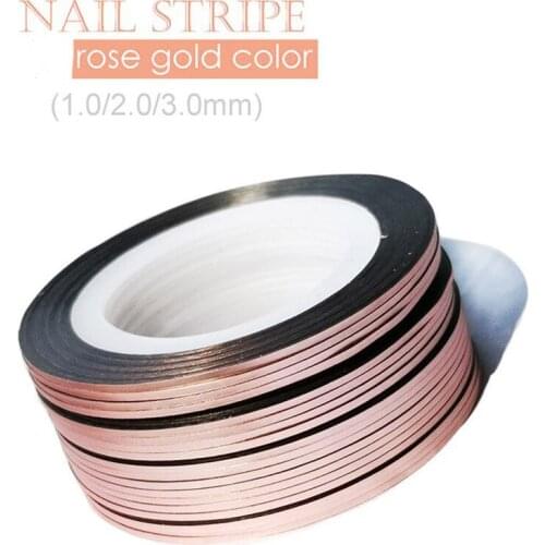 10Rolls 1mm/2mm/3mm Glitter Striping Tape Rose Gold Self-Adhesive DIY Nail Art Tape Line Strips Striping For UV Gel Polish NSL03