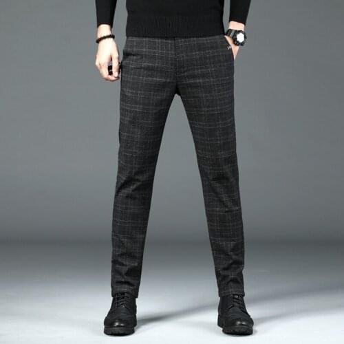 Oversized 38 Mens Relaxed-fit Business Casual Stretch Black Grey Pant High Quality Modal Silk Mens Fashion ClassicTrousers