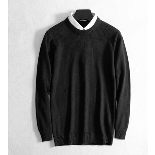 2021 New Autumn Winter Mens Sweater Solid Color Knitted Pullover Sweaters Male Casual Clothes