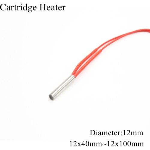 12x40mm 12x50mm 12x60mm 12x80mm 12x100mm 12V 24V 110V 220V 12mm Ceramic Cartridge Heater Tube Pipe Heating 3D Printer 50W 100W