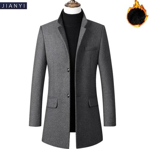 2019 New Autumn Winter Men Casual Jacket Wool Trench Coat For Men Business Slim Fit Wool Coat Thick Warm Coat 4 Colors-C