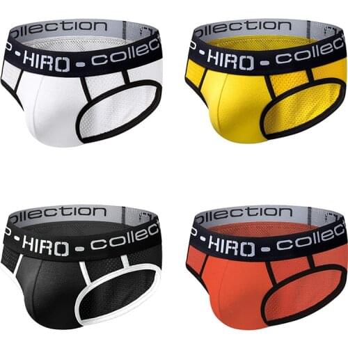 New mesh mens underwear ins style comfortable cotton breathable sexy briefs with packaging bag