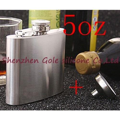Wholesale 200pcs/lot Mini Portable 5oz Stainless Steel Hip Flask Liquor Whisky Alcohol Cap + Funnel Drinkware Hot Sale Gift