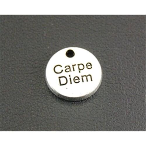 10pcs Silver Color carpe diem mini Round Charm jewelry findings components charms 10mm A1322