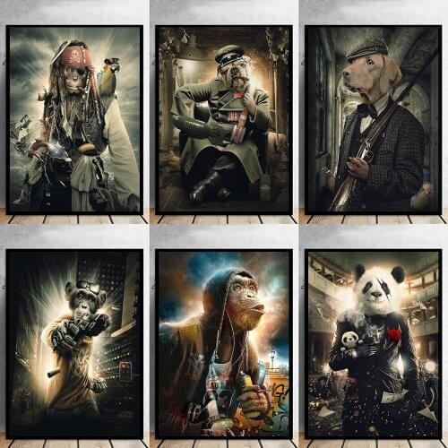 Full Square/Round 5d Diamond Painting Funny Animal Art Pirate Monkey Panda Mosaic Sale Diamond Embroidery Cross Stitch WG2715