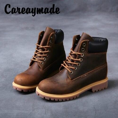 Careaymade-Couple Martin boots,outdoor locomotive boots,new European and American retro mens and womens Cowhide short boots