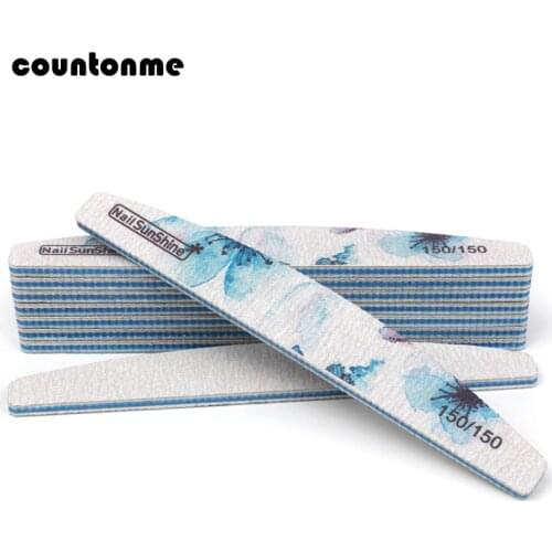 5PCS Professional Nail Files Nail Art Sanding Files Buffing 150/150 Curved Buffer Blue Flower nagel vijlen diagnostic-tools Set