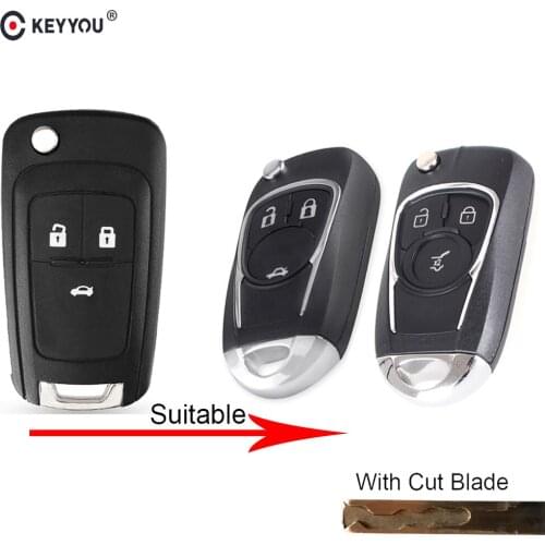 KEYYOU 3 Button Flip Folding Remote Car Key Shell For Chevrolet Cruze Epica Lova Camaro Impala Cut/uncut HU100 Blade