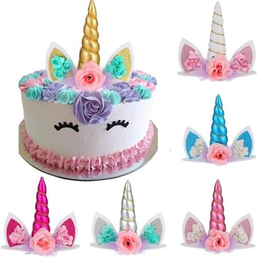Birthday Party Unicorn Horn Cake Topper Birthday Party Kids Cake Decoration Unicorn Party Supplies Baby Shower Wedding decor